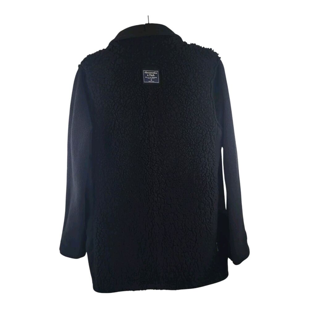 Abercrombie & Fitch Womens M Black Knit Sherpa-Fleece Lined Jacket Open Front - Picture 5 of 14